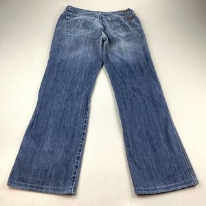 7 For All Mankind A Pocket Jeans Womens 33 Bootcut Flare Bottom Stone Wash USA